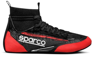 Close-up of the Sparco Superleggera's intricate stitching and sole grip, highlighting its premium craftsmanship for racing professionals.